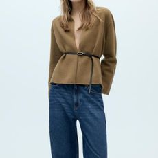 Zara belted cardigan and baggy denim